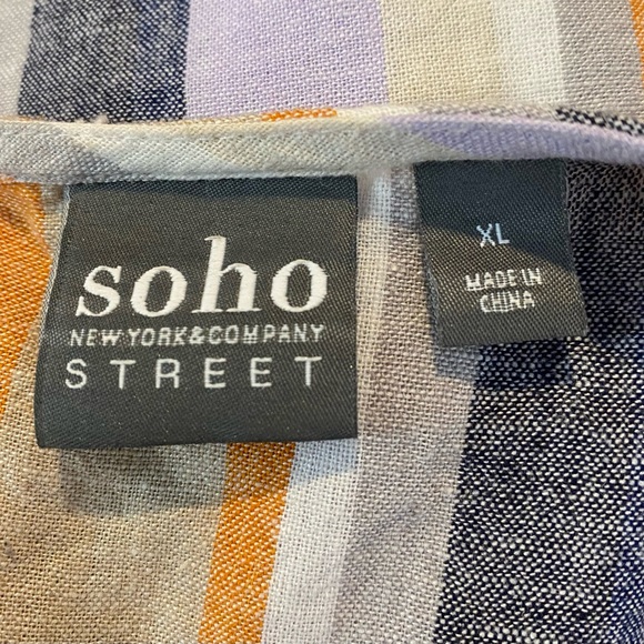 New York & Co. Soho Street Striped Sleeveless Orange Multi Color Dress. Size XL. - Picture 4 of 4